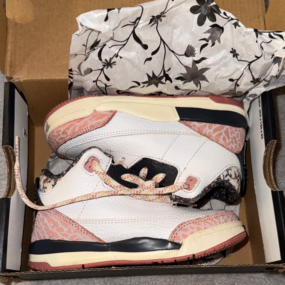 Jordan 3 Retro White and Pink Sneakers